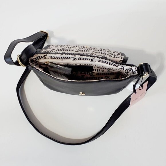 NWT Juicy Couture black faux leather & faux shearling satchel bag - Picture 5 of 6